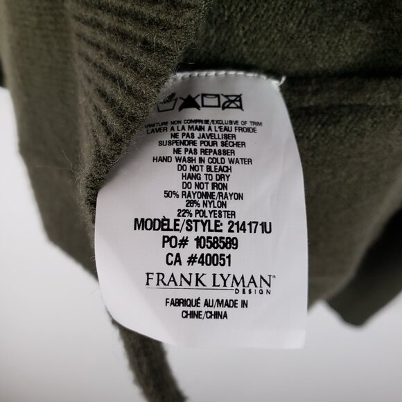 Frank Lyman Open Front Cardigan 3/4 Sleeve Olive Green Knit Coverup Size XL - Picture 7 of 7